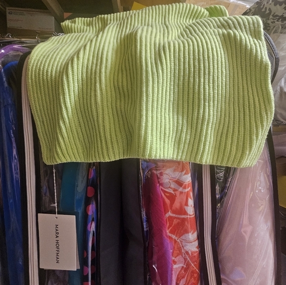 Mara Hoffman Lou Wool Scarf In Chartreuse New With Tags - Picture 4 of 5